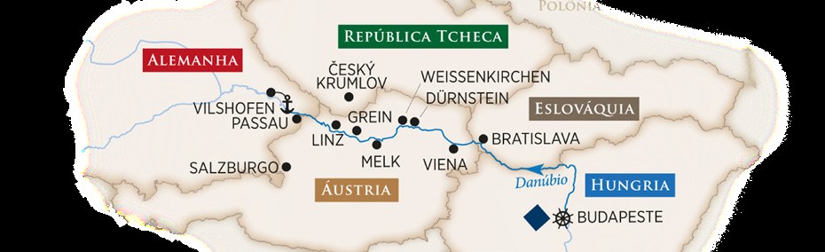 Mapa do roteiro do Rio Danúbio